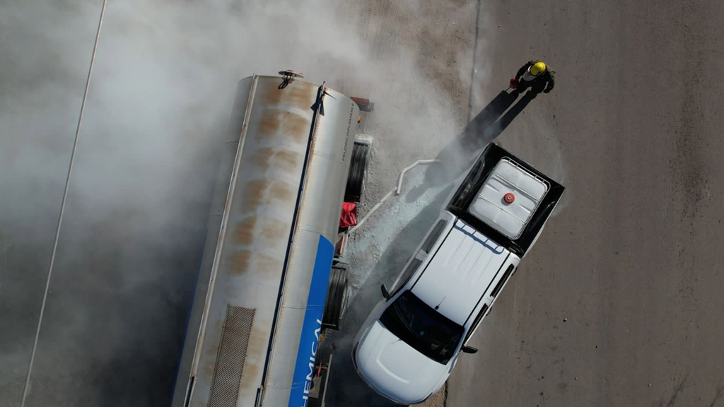 Puerto Rosales: simulacro de accidente ante el creciente número de camiones con crudo