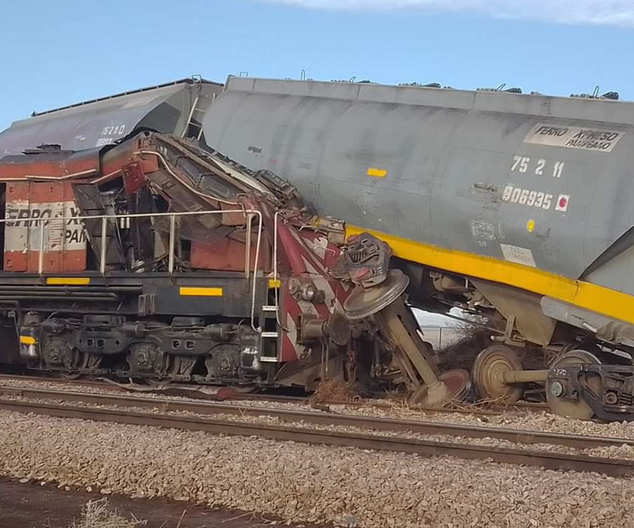 En fotos y video: un tren que se dirigía al puerto de Bahía Blanca chocó a otro en Darregueira