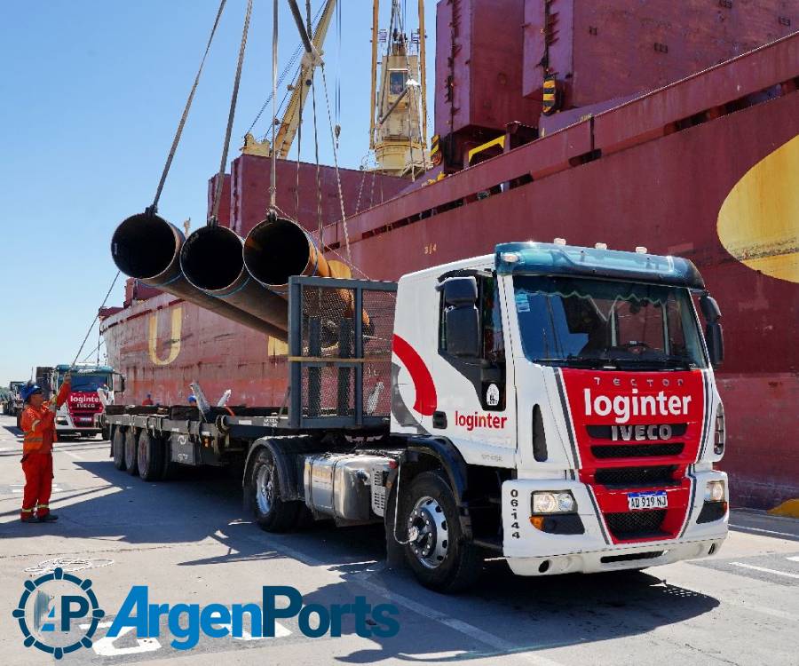 Loginter operó en Dock Sud, 8 mil toneladas de caños para el gasoducto Kirchner
